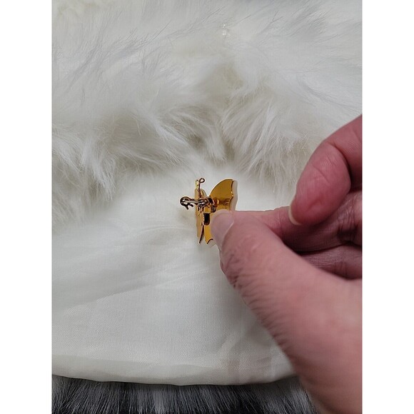 Vintage Antique Gold Tone Mother of Pearl Moth Butterfly Brooch Bouquet Pin - Picture 5 of 6